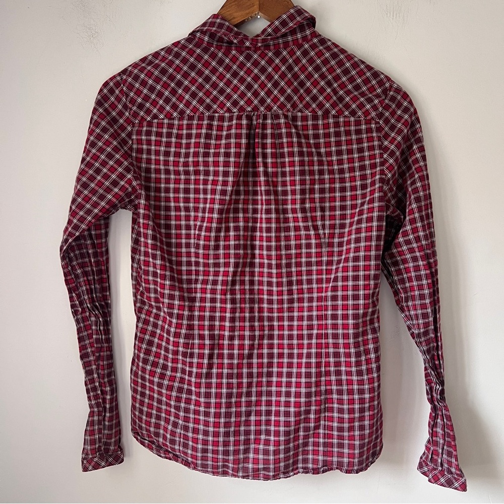 Eddie Bauer Button Down Mini Ruffle Plaid Collar … - image 4